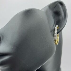 0.25 CT Natural Diamond Gold Plated Hoop Earrings